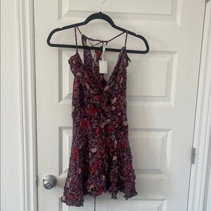 Kimchi Blue Floral Mini Dress in Burgundy and Red